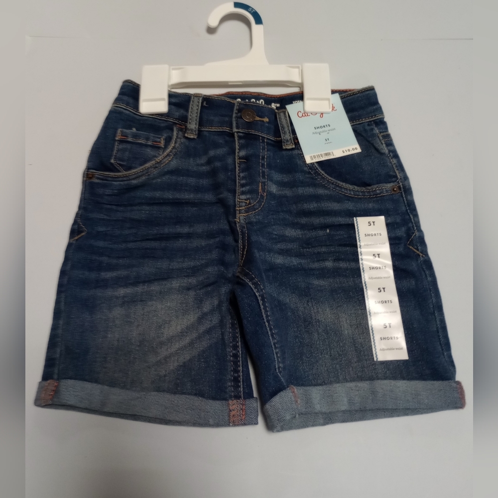 NWT Cat & Jack Toddler Boys' Rolled Hem Super Stretch Jean Shorts
